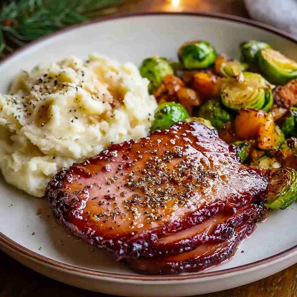 Brown Sugar Glazed Ham Steak Dinner for a Cozy Christmas Night