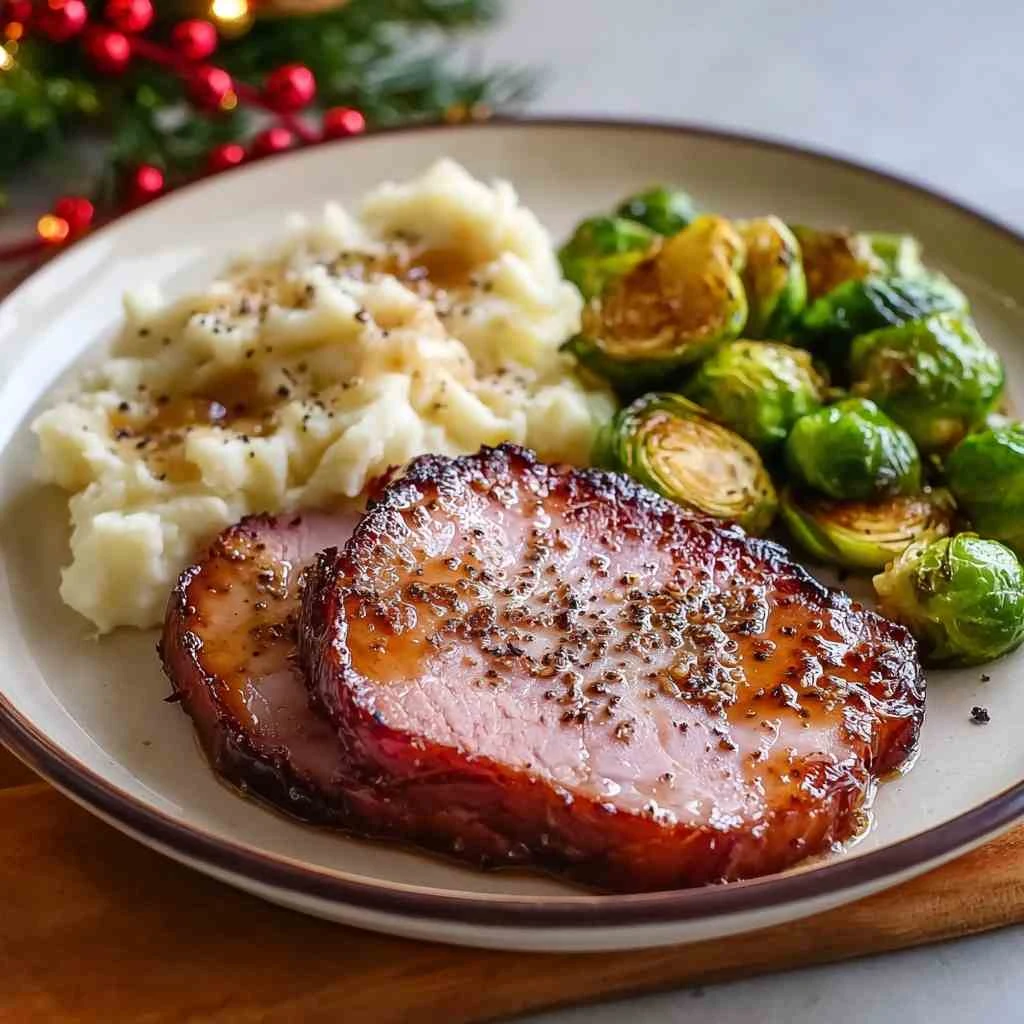Brown Sugar Glazed Ham Steak Recipe Easy Brown Sugar Glazed Ham Steak Christmas Ham Steak Dinner Ideas Cozy Christmas Dinn...