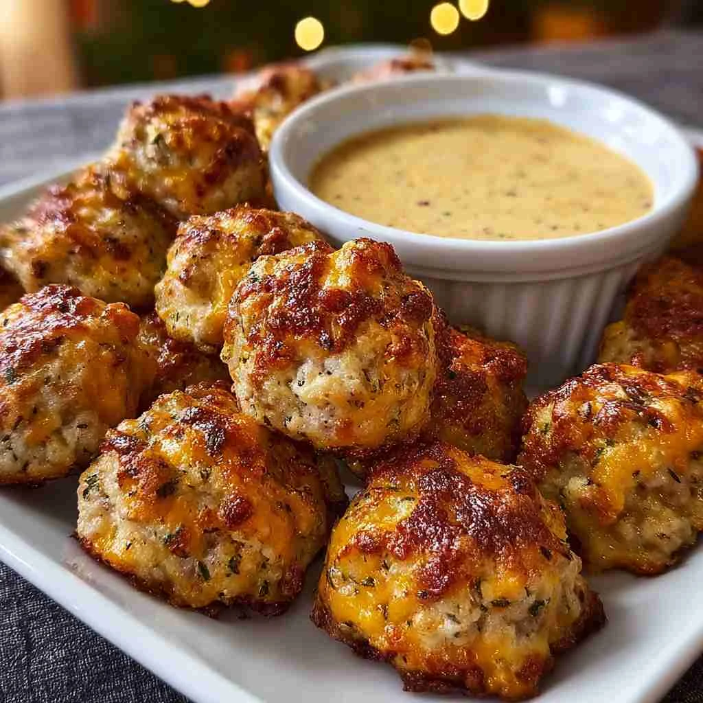 Cheddar Sausage Balls with Dijon Dip – A Christmas Appetizer to Steal the Show