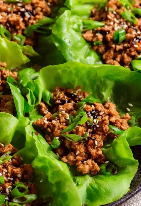 CRUNCHY PF Chang’s Chicken Lettuce Wraps Recipe Best Chicken Lettuce Wraps Like PF Chang’s PF Chang’s Inspired Crunc...
