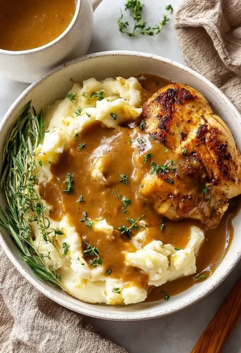 Easy Chicken And Garlic Gravy Recipe Cheesy Mashed Potatoes With Gravy Best Chicken Gravy For Mashed Potatoes How To Make ...