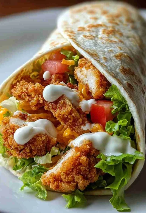 Easy Crispy Chicken Ranch Wrap Recipe 5-minute Chicken Ranch Snack Ideas Quick Crispy Ranch Chicken Wraps Crave-worthy Chi...