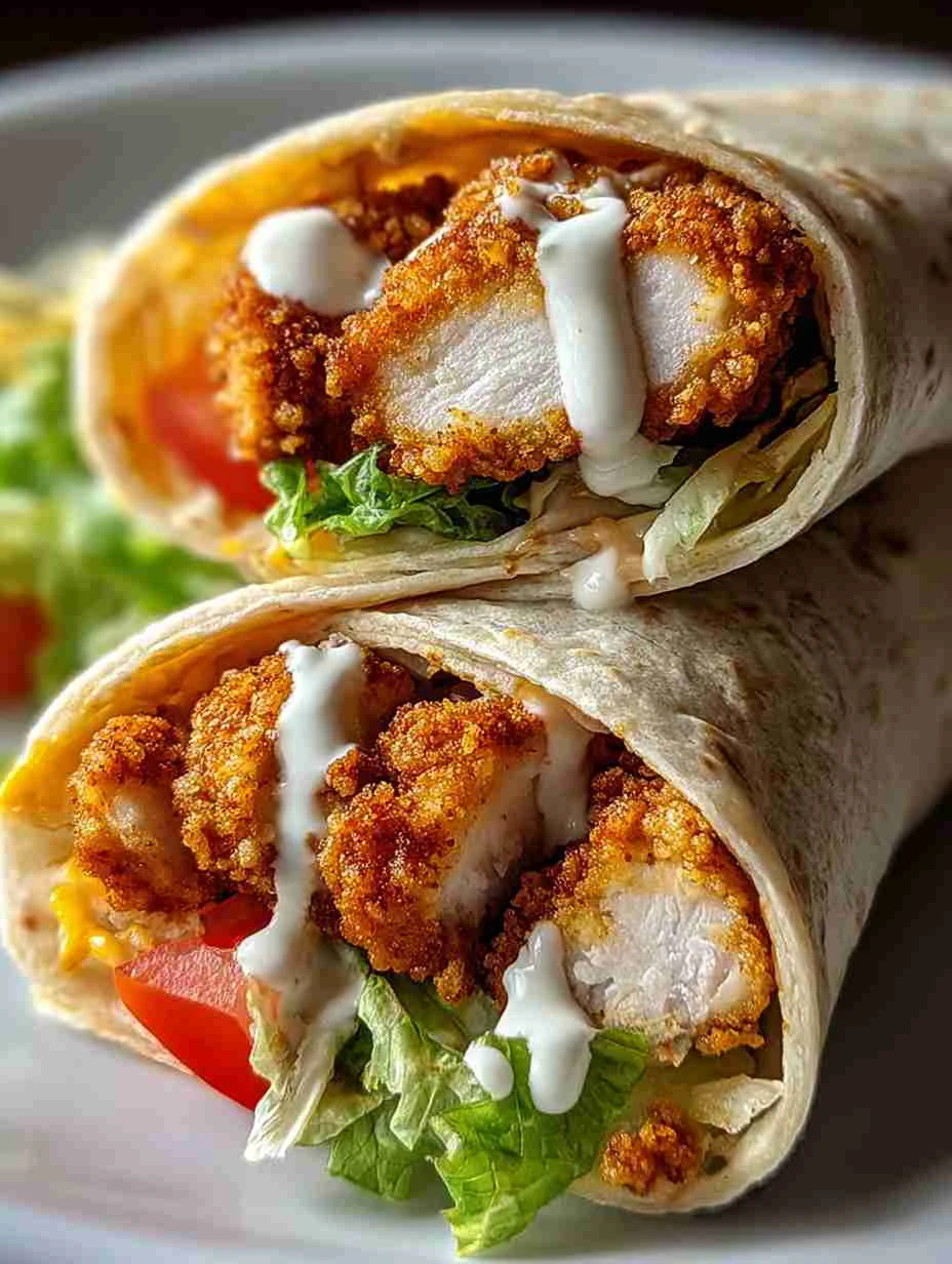 Easy Crispy Chicken Ranch Wrap Recipe 5-minute Chicken Ranch Snack Ideas Quick Crispy Ranch Chicken Wraps Crave-worthy Chi...
