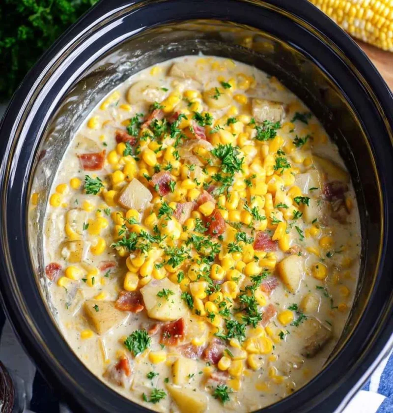 Easy Crockpot Corn Chowder Recipe Healthy Slow Cooker Corn Chowder Vegan Crockpot Corn Chowder Ideas Gluten Free Crockpot ...