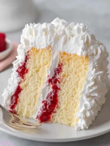 Homemade Raspberry And Cream Angel Food Cake