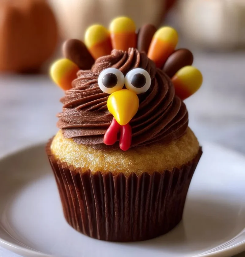 Easy Turkey Cupcakes For Kids Thanksgiving Turkey Shaped Cupcakes Cute Thanksgiving Treats For Children 25-minute Turkey C...