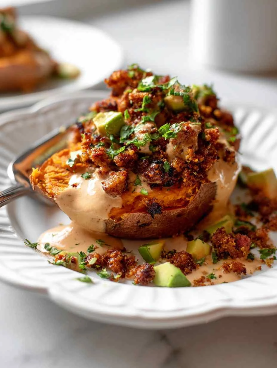 Roasted Sweet Potato Stacks with Chipotle Sauce