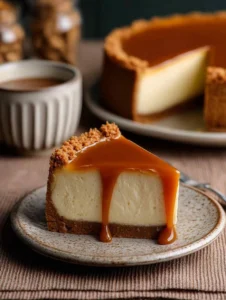 Decadent Salted Caramel Cheesecake with a Crunchy Biscoff Crust