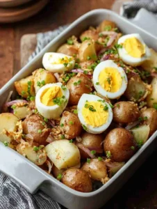 Savory Caramelized Onion and Hummus Potato Salad Delight
