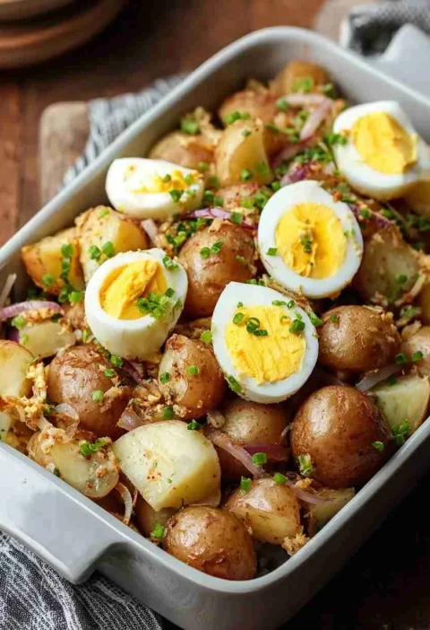 Savory Onion Hummus Potato Salad Recipe Caramelized Onion Hummus Delight Salad Best Vegan Potato Salad With Hummus Gourmet...