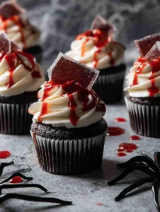 Spooky Broken Glass Cupcakes with Edible Blood