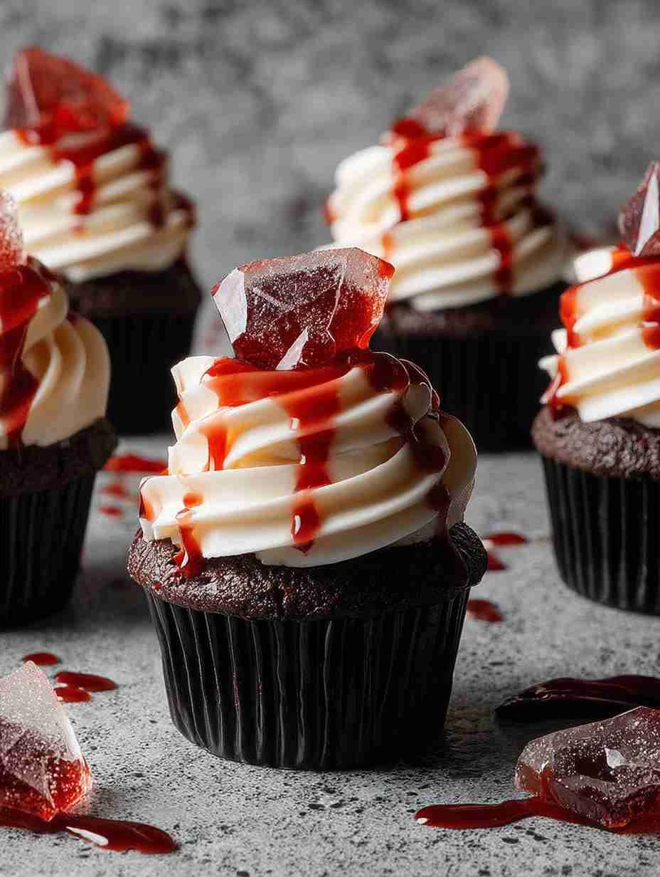 Spooky Broken Glass Cupcakes Recipe Edible Blood Cupcakes For Halloween How To Make Broken Glass Cupcakes DIY Spooky Hallo...