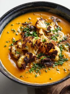 Sweet Potato Soup with Roasted Cauliflower Crumbles