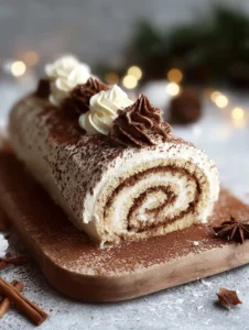 Delicious Tasty Tiramisu Yule Log Cake for Your Holiday Table