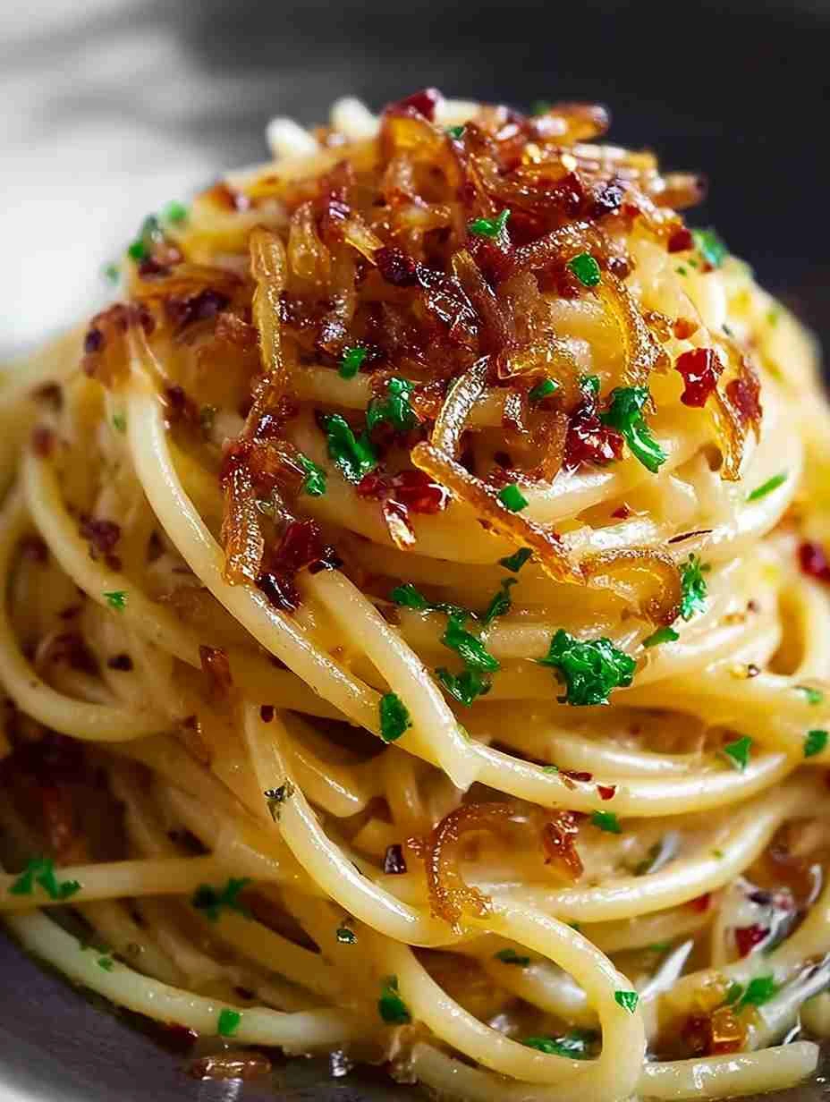 Caramelized Onion Pasta Recipe With Chili Oil Spicy Caramelized Onion Pasta Dish Easy Caramelized Onion And Chili Oil Past...