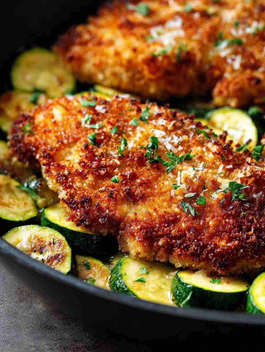 Crispy Parmesan Garlic Chicken With Zucchini Crispy Parmesan Garlic Chicken Zucchini Delight