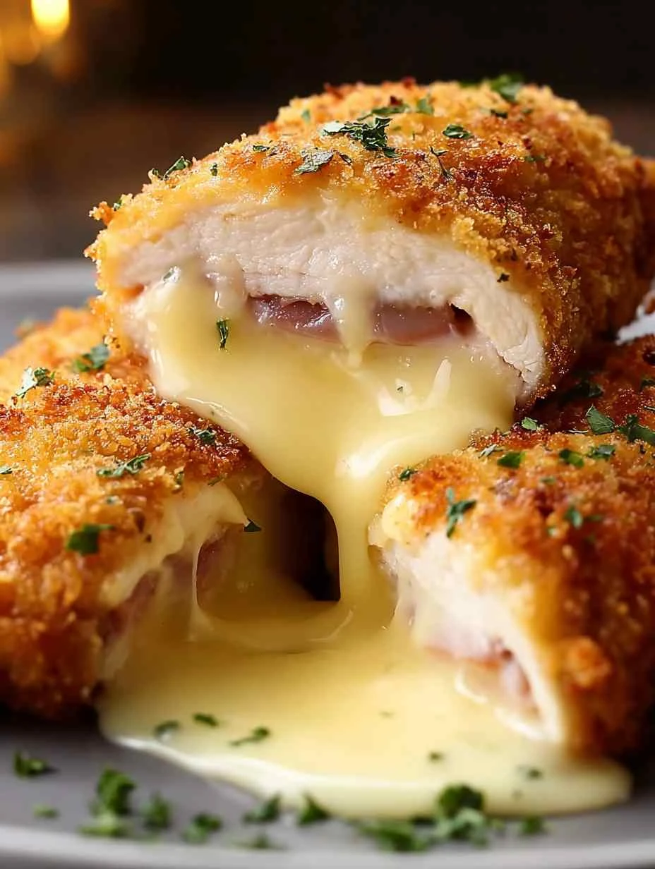 Delicious Chicken Cordon Bleu With Swiss Cheese Sauce Recipe