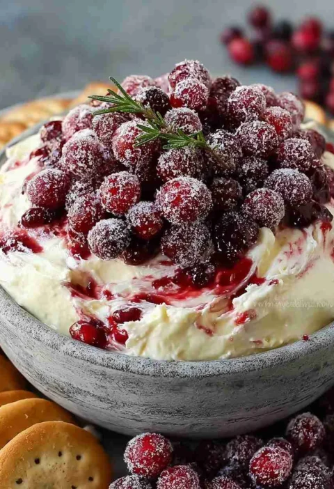 Easy Creamy Cranberry Dip Recipe Sugared Cranberries Appetizer Ideas Low-calorie Cranberry Dip For Parties Holiday Cranber...