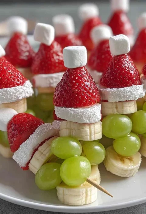 Easy Grinch Kabobs Recipe For Kids How To Make Grinch Fruit Kabobs Grinch Kabobs Holiday Treats Fun Christmas Fruit Snacks...