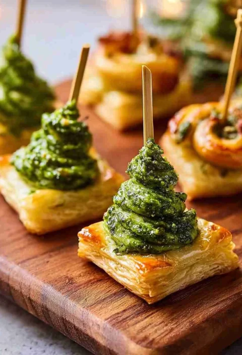 Easy Pesto Puff Pastry Christmas Recipe How To Make Pesto Puff Pastry Trees Best Christmas Appetizer Pesto Pastry DIY Pest...
