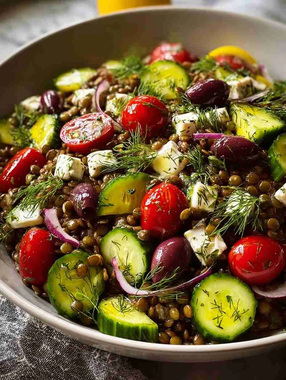 Mediterranean Lentil Salad with Lemon Dill Dressing