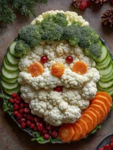 Santa Vegetable Tray: Easy Fresh Holiday Appetizer for Festive Parties