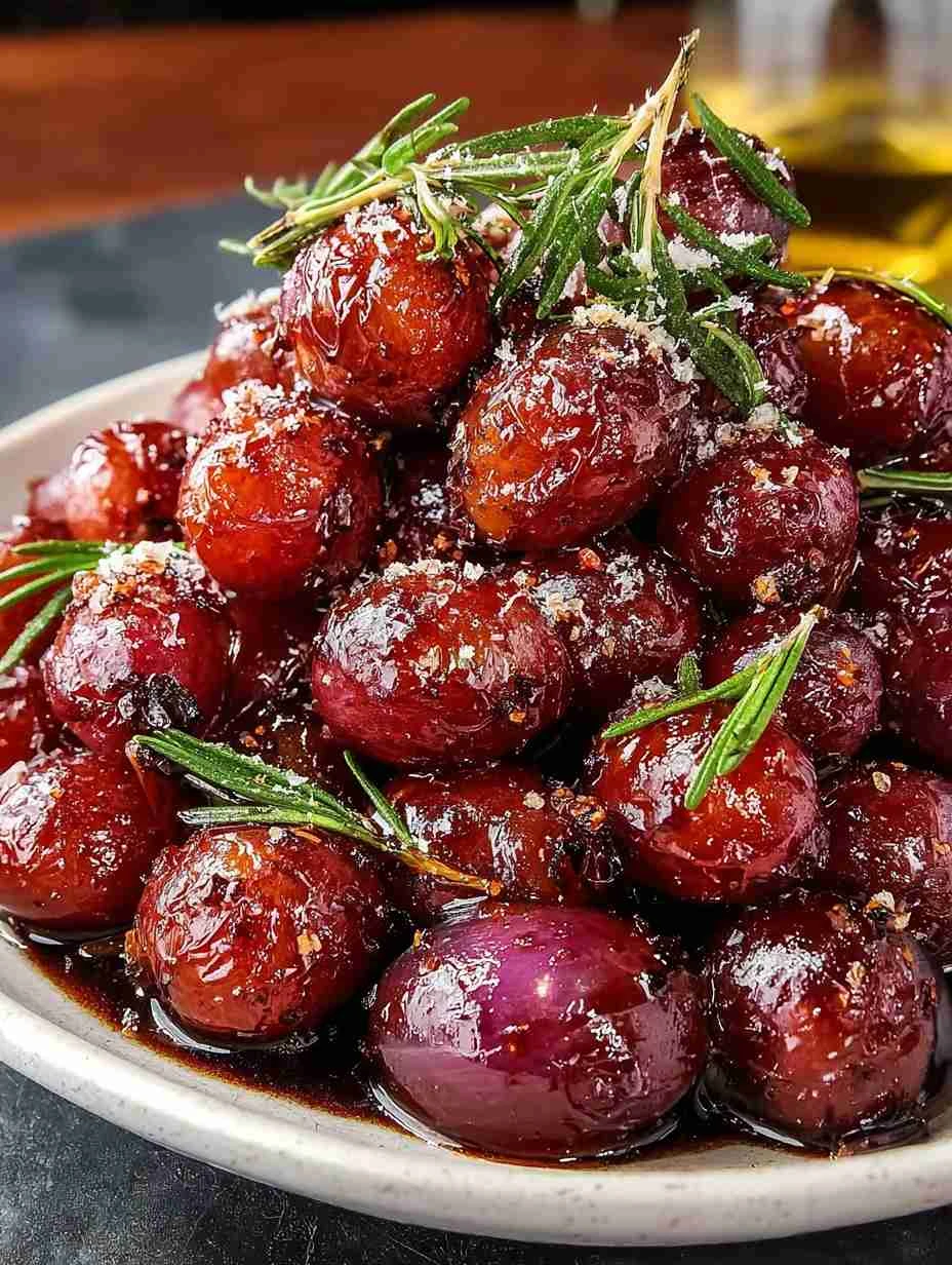Savory Balsamic Roasted Grapes Recipe Easy Balsamic Grape Appetizer Ideas Roasted Grapes With Rosemary Recipe Holiday Appe...