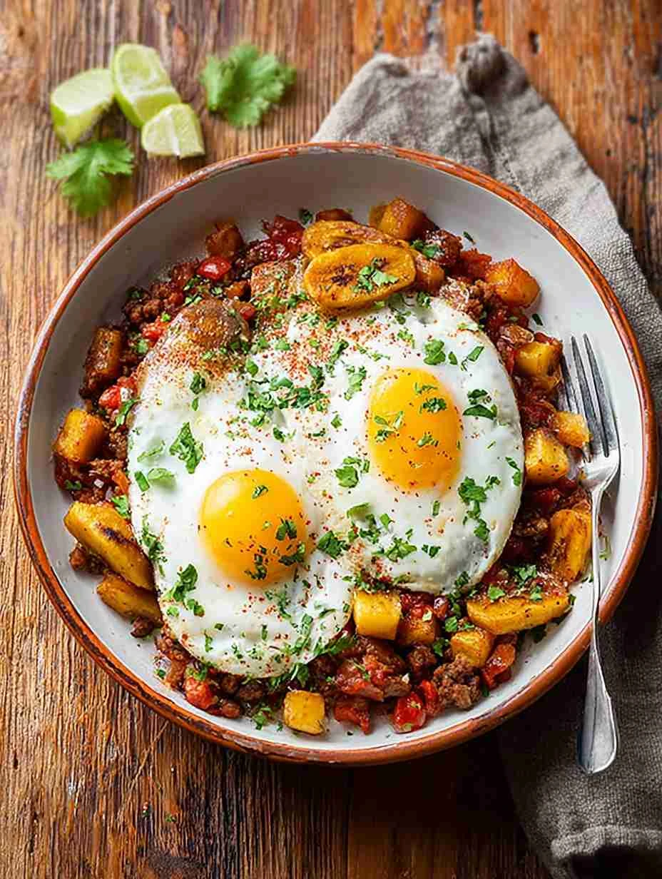 Savory Chorizo Breakfast Hash with Sweet Plantains