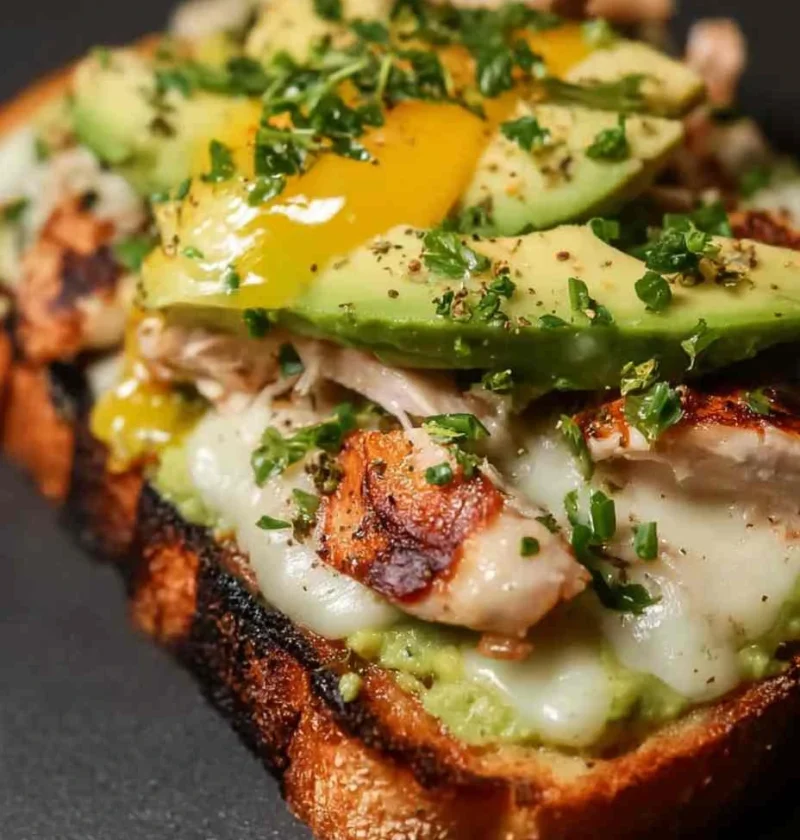 Southern Avocado Toast With Smoked Chicken & Cheese Southern Avocado Toast Smoked Chicken Cheese