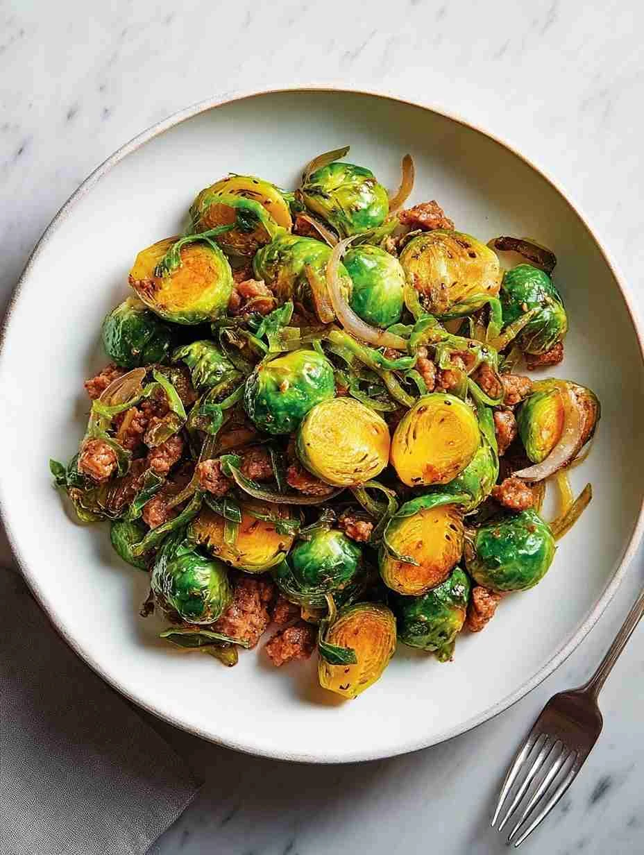 Spicy Brussels Sprouts Sausage Stir Fry Recipe Easy Brussels And Sausage Stir Fry Best Sausage Brussels Sprouts Recipe Hea...