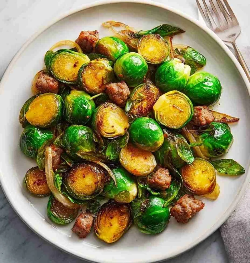 Spicy Brussels Sprouts Sausage Stir Fry Recipe Easy Brussels And Sausage Stir Fry Best Sausage Brussels Sprouts Recipe Hea...