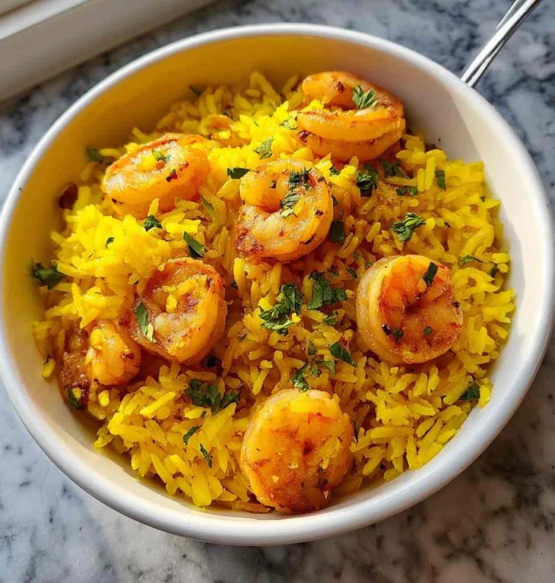 30minute Onepot Saffron Shrimp Rice