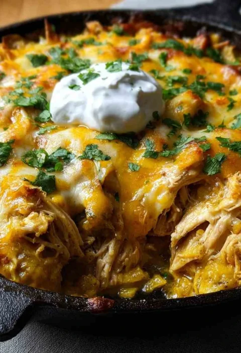 35minute Skillet Green Chili Enchilada Bake Youll Crave