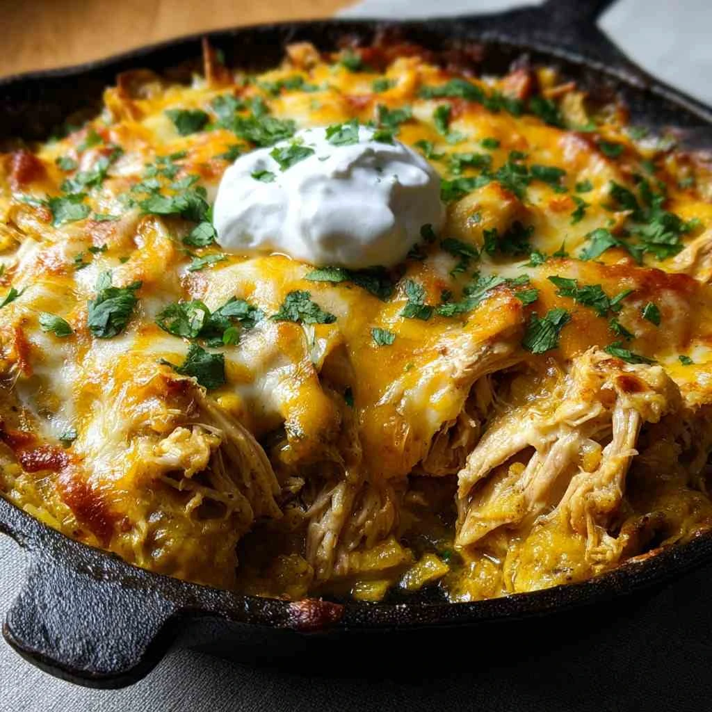 35-Minute Skillet Green Chili Enchilada Bake You’ll Crave