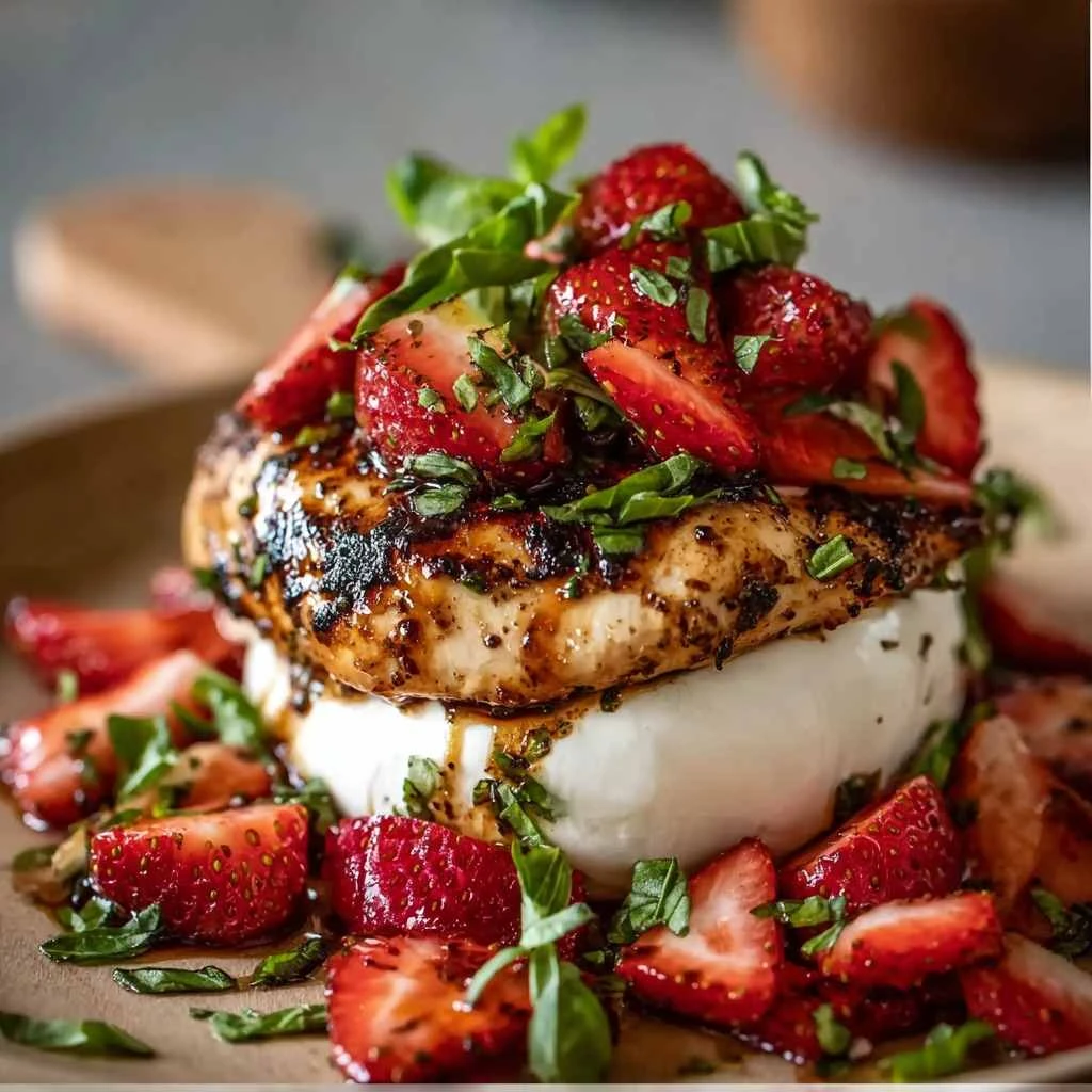 Balsamic Chicken & Strawberry Burrata Stack