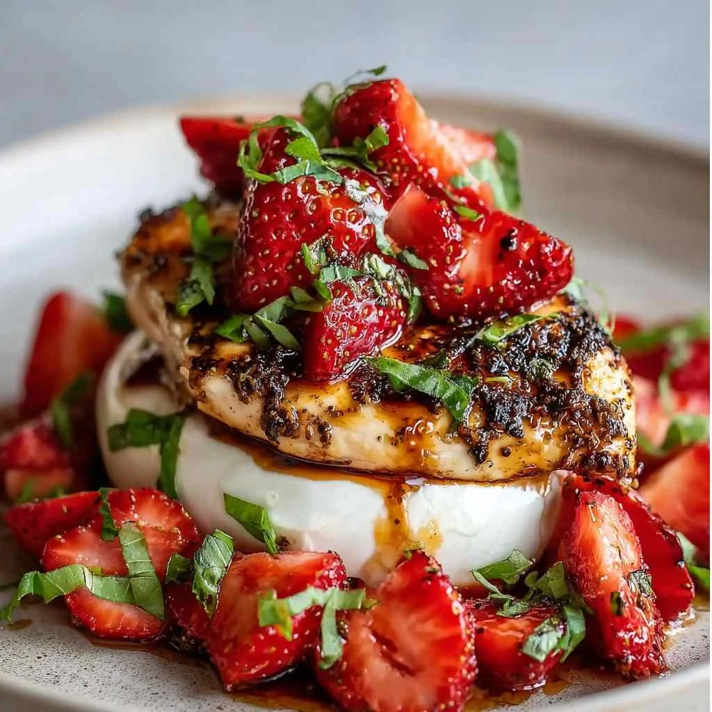 Balsamic Chicken Strawberry Burrata Stack