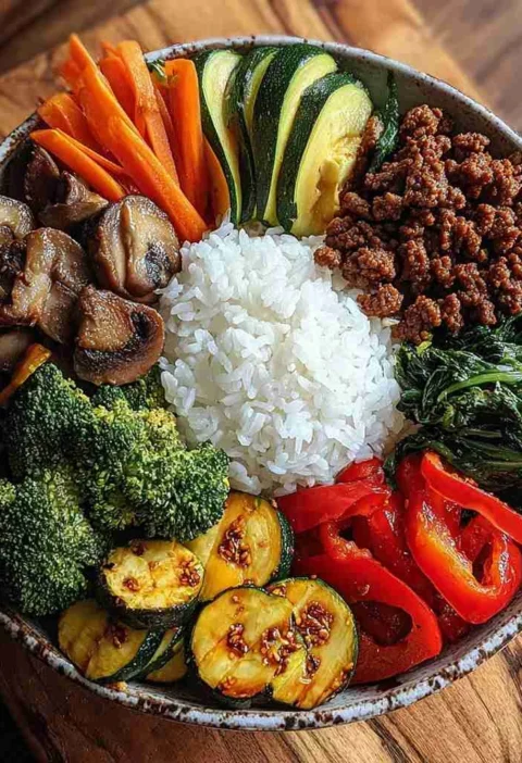 Beef Veggie Rice Bowl