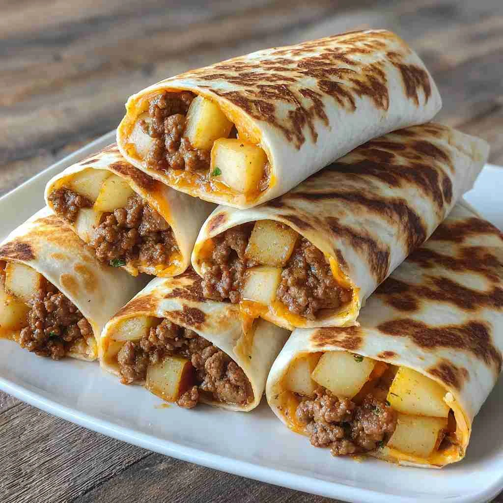 Cheesy Beef Potato Burritos
