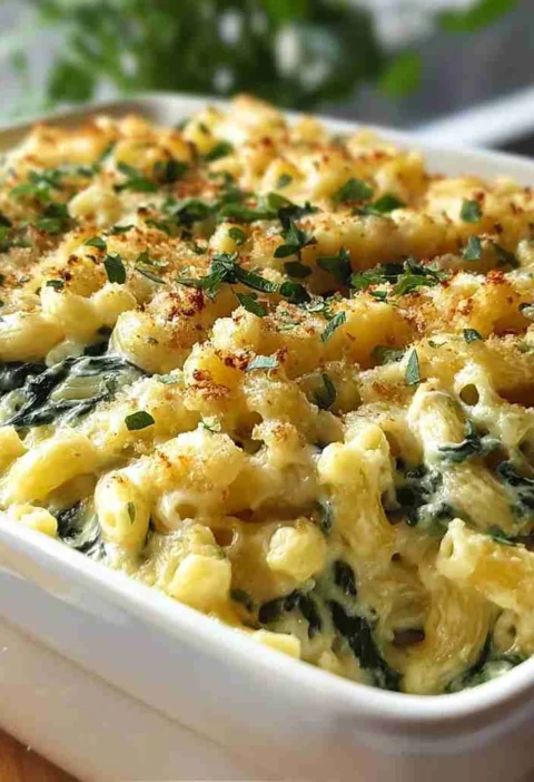 Creamed Spinach Mac Cheese Cheesy Delight
