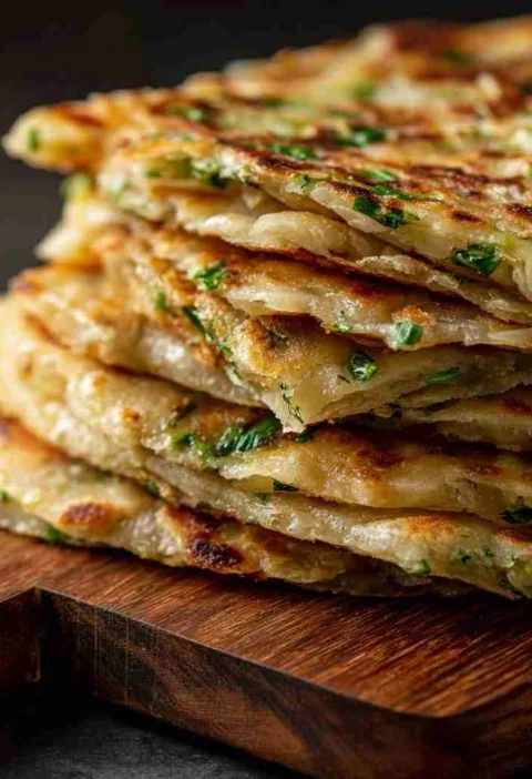 Crispy Chinese Scallion Pancakes Cong You Bing