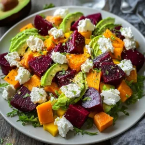 Delicious Roasted Beet, Sweet Potato & Avocado Salad Delight
