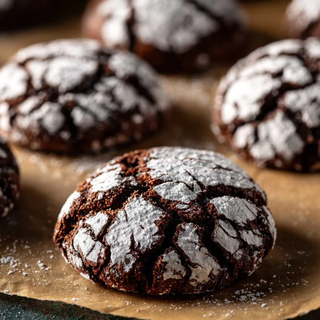 Double Chocolate Crinkle Cookies