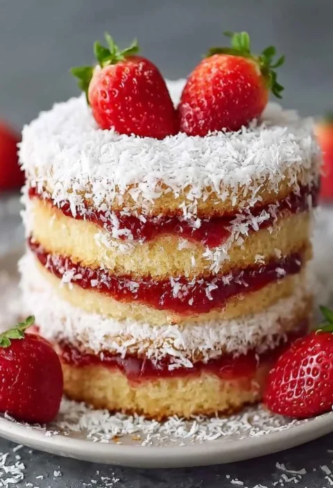 Fluffy Strawberry Coconut Sponge Cakes Sweet Summer Bliss