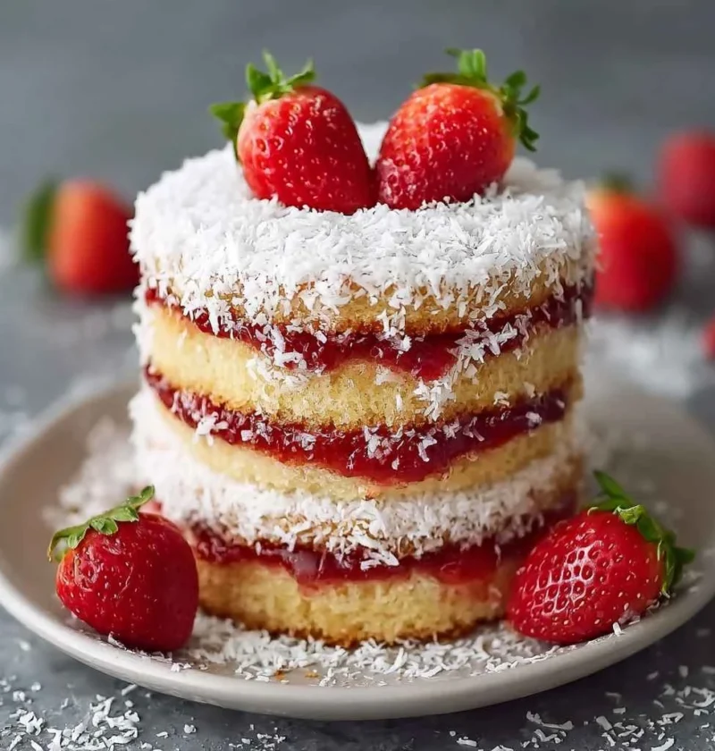 Fluffy Strawberry Coconut Sponge Cakes Sweet Summer Bliss