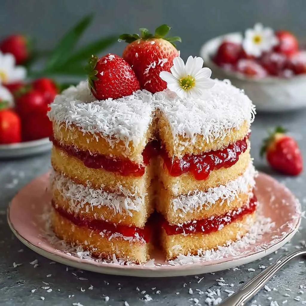 Fluffy Strawberry Coconut Sponge Cakes Sweet Summer Bliss