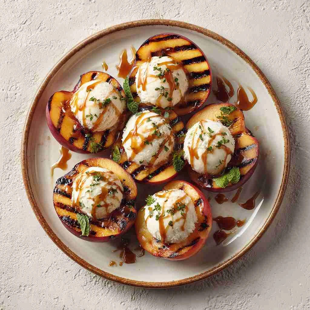 Grilled Peaches with Ice Cream