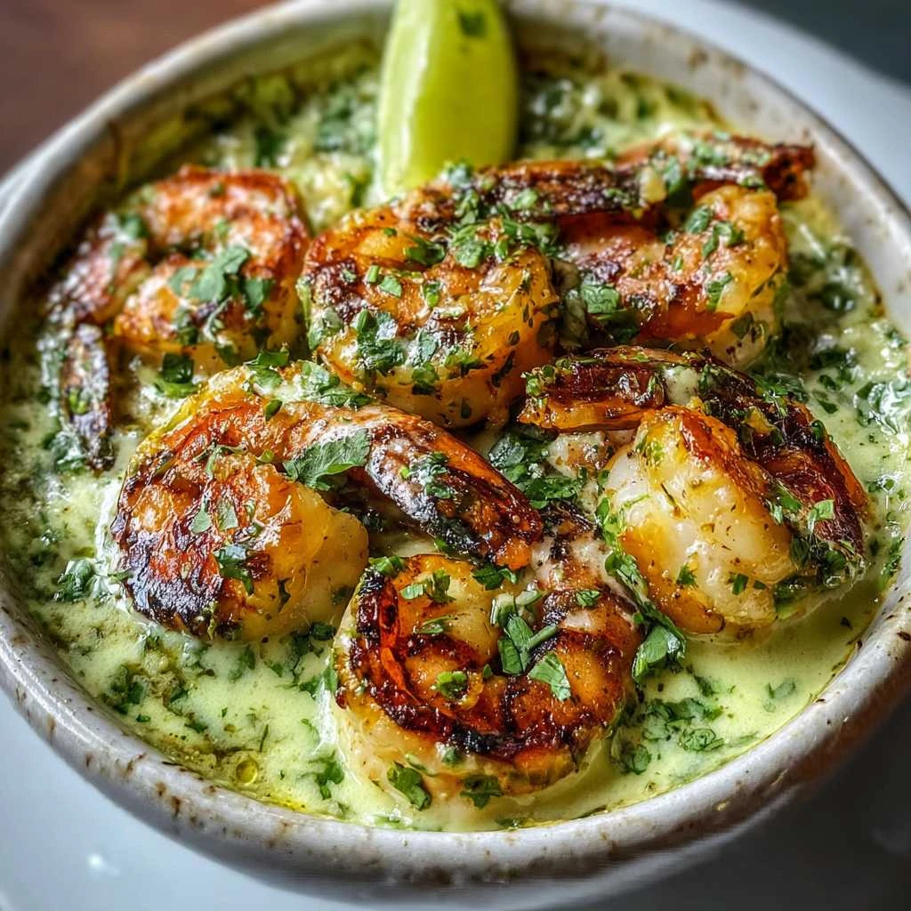 Savor Sinaloan Shrimp in Creamy Green Culichi Sauce Delight