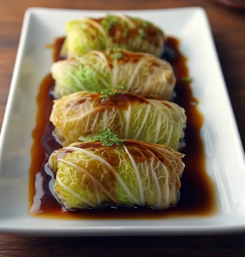 Savory Ginger Garlic Napa Cabbage Rolls