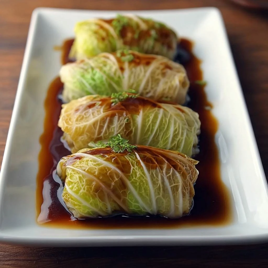 Savory Ginger Garlic Napa Cabbage Rolls