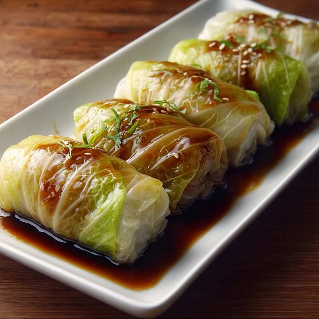 Savory Ginger Garlic Napa Cabbage Rolls